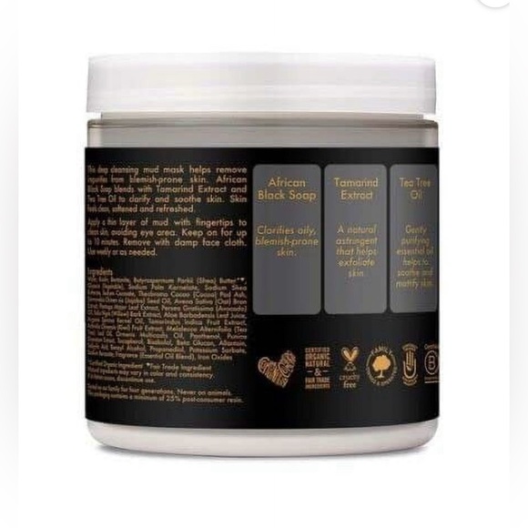 2 Shea Moisture African Black Soap Clarifying Mud Mask Tamarind Tee Tree Oil 6oz - Picture 4 of 16